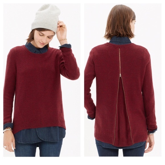 Madewell Sweaters - Madewell Back-zip Pullover Sweater Burgundy Medium